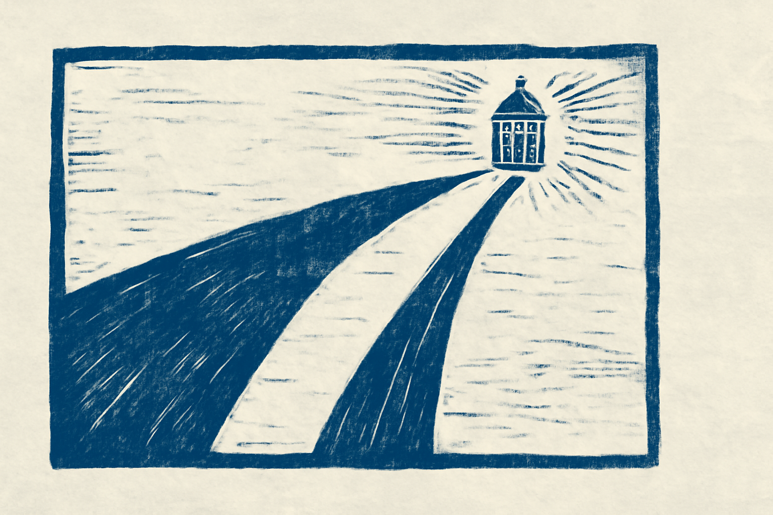 Editorial illustration in woodblock-print style depicting two parallel FHIR validation lanes, a fast offline structural check and a slower terminology check calling out to a server